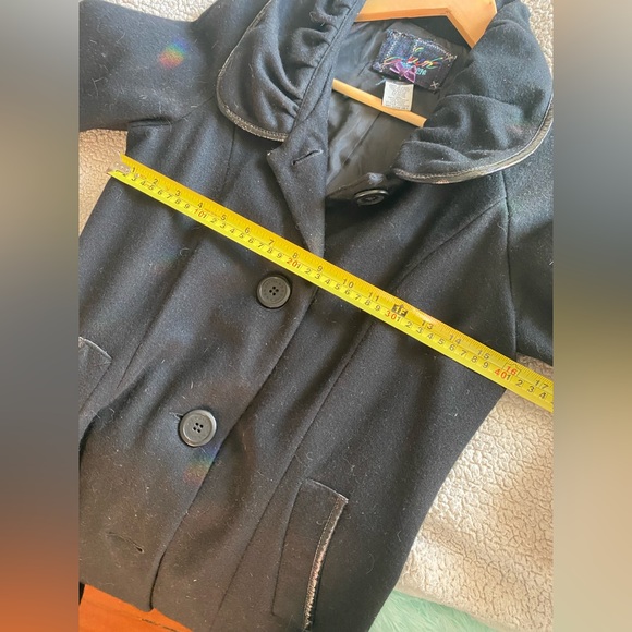 Black wool feminine pea coat - Picture 6 of 7